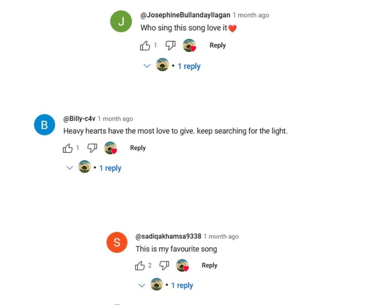 YouTube Comments on Silent Tears Song