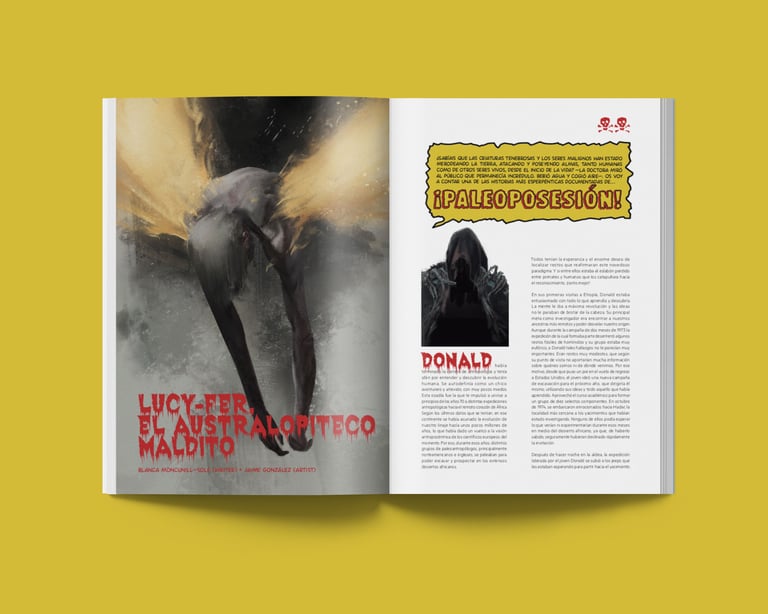 Cover of the article "Lucy-fer, el australopiteco maldito", published in Principia Magazine.