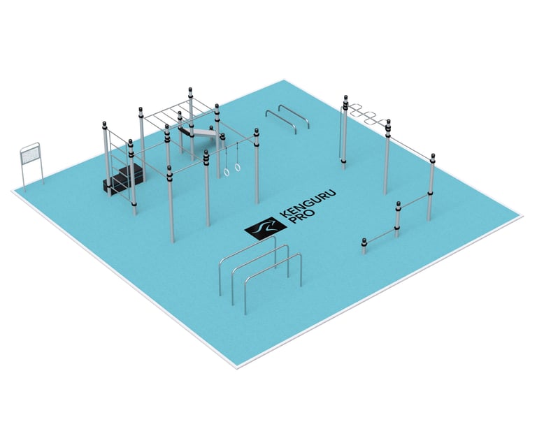 Terrain de Street Workout Kenguru Pro, idéale pour entraînement en extérieur.