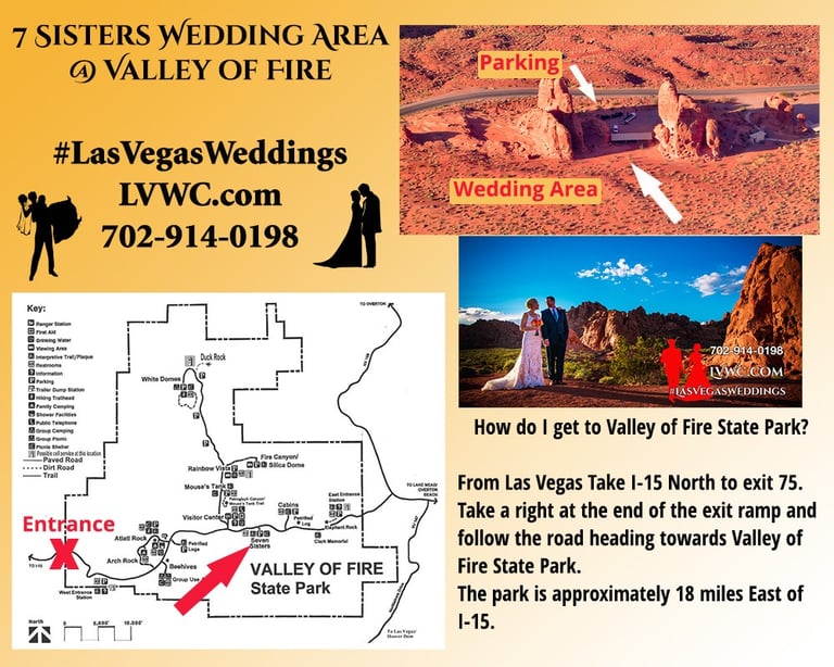 map of 7 sisters wedding area at valley of fire state park