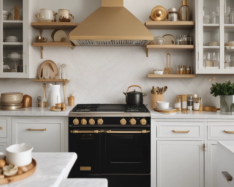 Golden cutlery set on a dark background