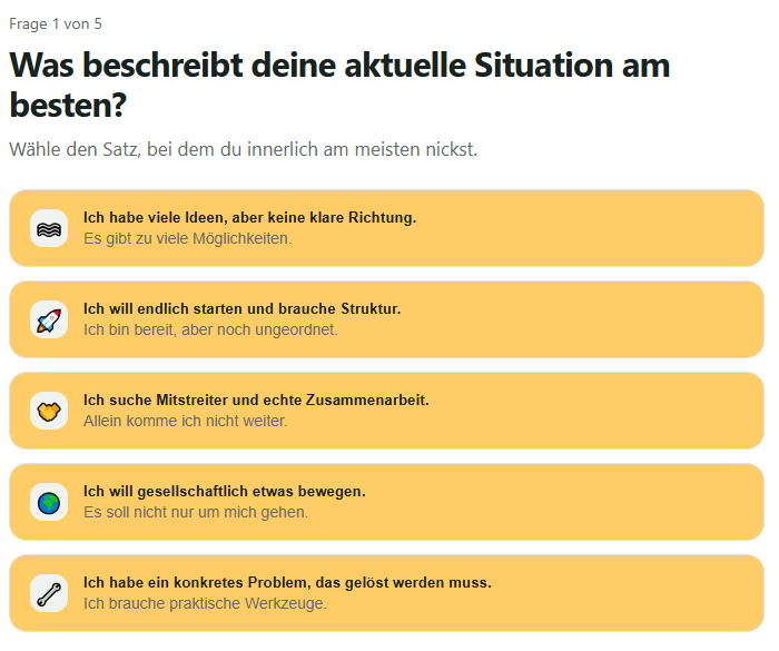 Schritt 2: Fragen beantworten