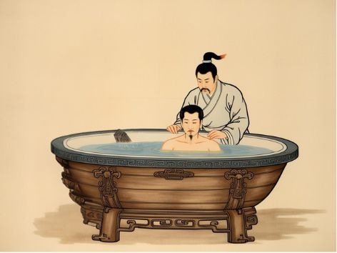 Quốc Công Tiết Chế Trần Quốc Tuấn tắm cho Thượng Tướng Thái Sư Trần Quang Khải