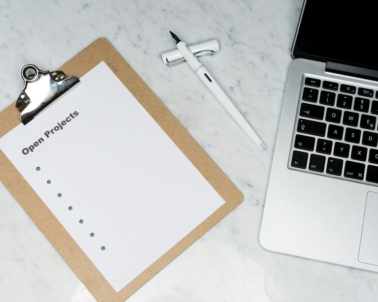 blank open projects list on clipboard