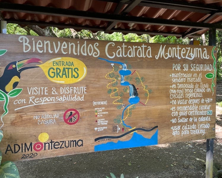 Wanderkarte Montezuma Wasserfall Costa Rica Annerschtwo