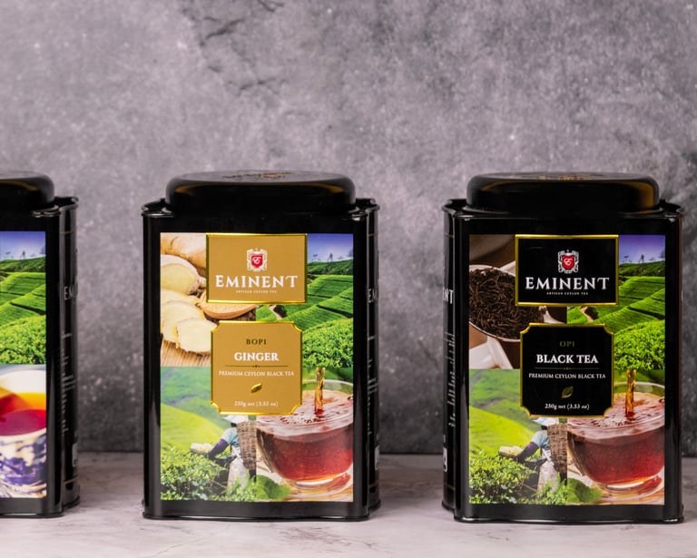 EMINENT three tea Tins of different flavors of tea