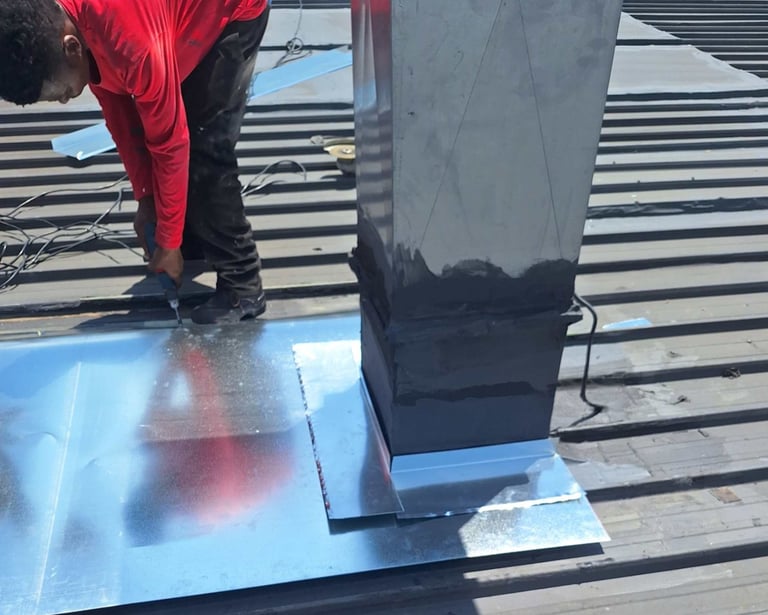 Custom manufacturing for chimney sealing measures, Lonehill Shopping Centre, Lonehill