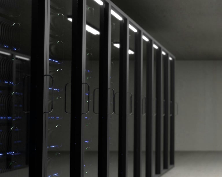 a long row of servers in a server room