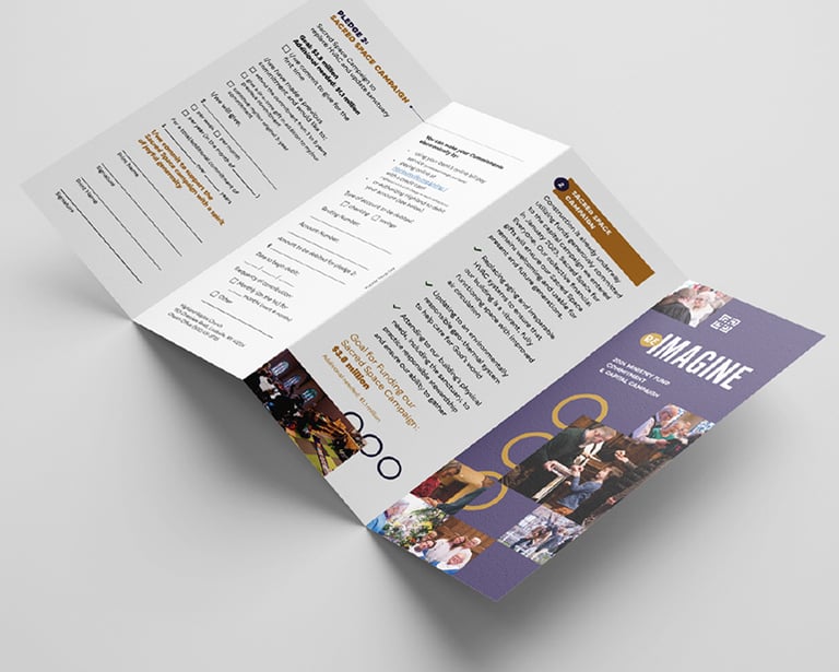 a brochure laid on a table