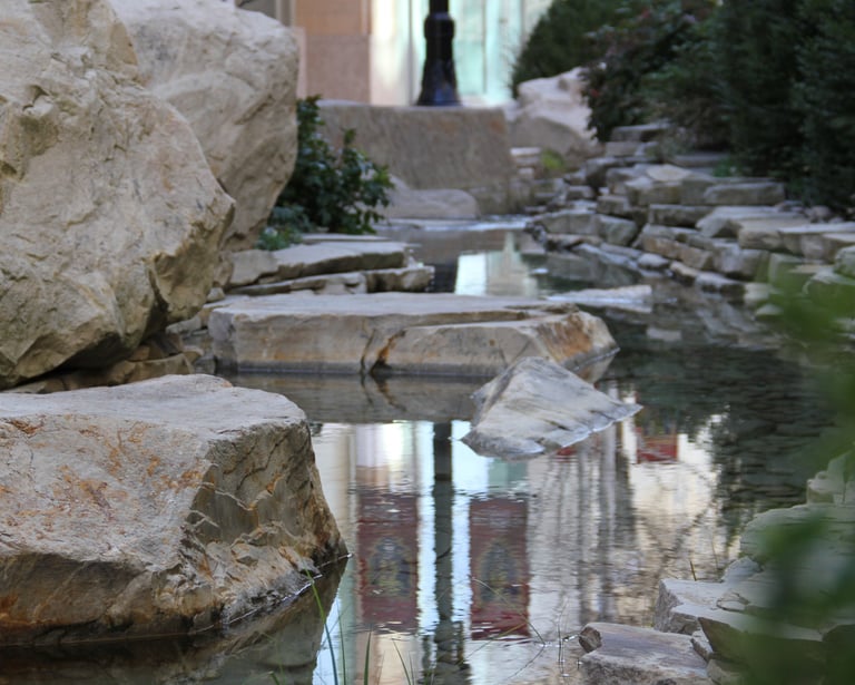 A water feature in City Creek Shopping Center