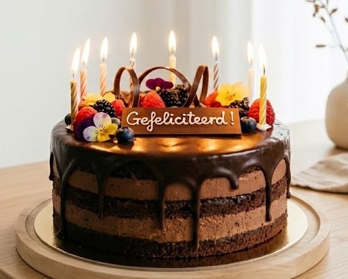 verjaardags taart op tafel