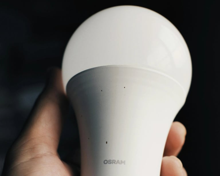 Stock image of LED bulb to represent energy-efficient lighting upgrades