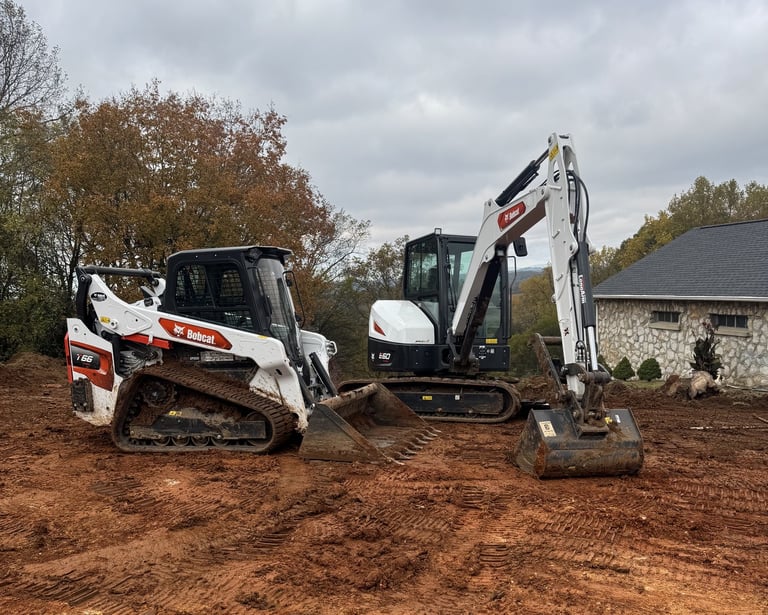 Bobcat skid steer and excavator