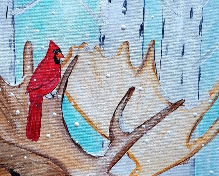 Online winter moose paint party
