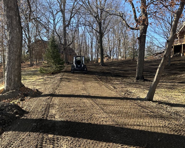 finish dirt grading in residential backyard
