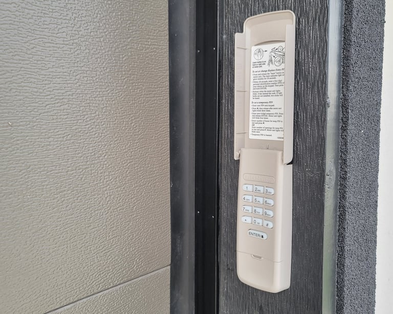 Installed & programmed keypad for simple access by On Point overhead Doors