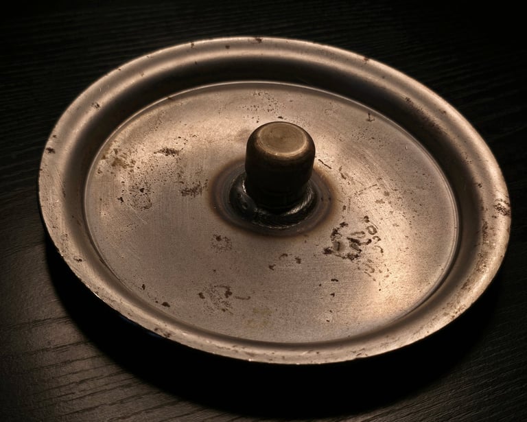 End plate of a shock absorber placed in a dark background