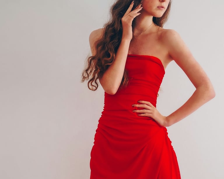 red slim dress