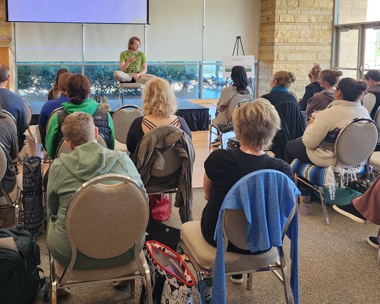 Jack Utermoehl Yoga Teacher Presenting to Group of Yoga Teachers and Yoga Practitioners at Yoga Conference