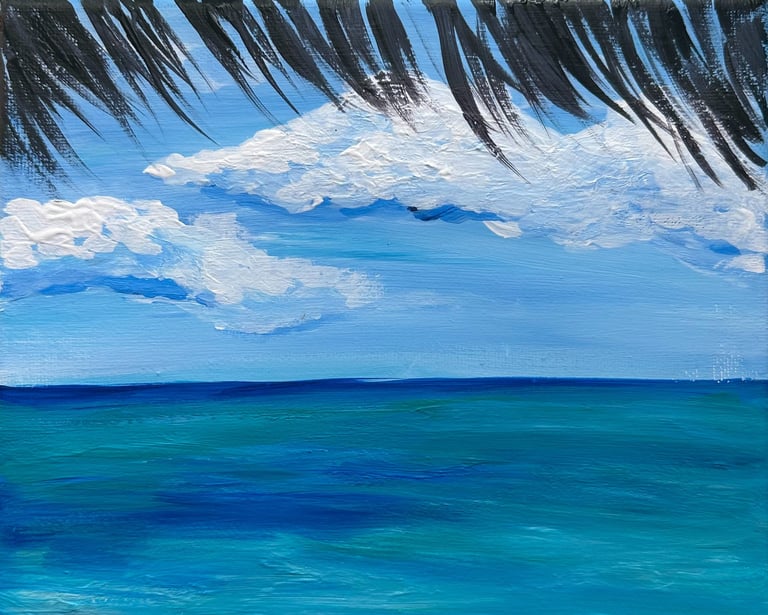 Beach scene painting party April 19 Cozumel