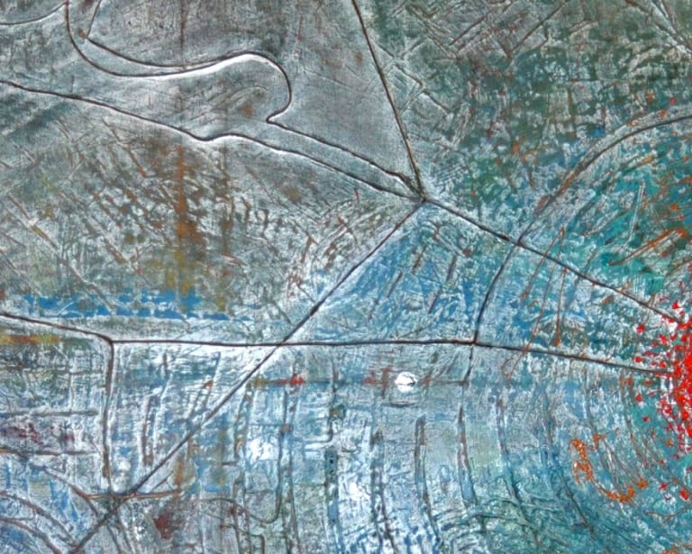 Large abstract canvas using acrylic paint.