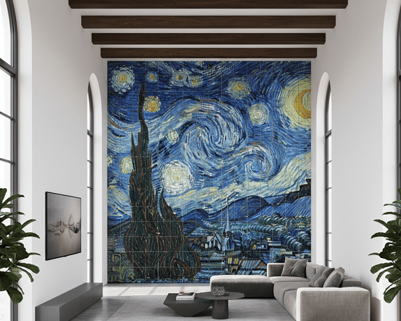 noche estrellada de van gogh en azulejos personalizados