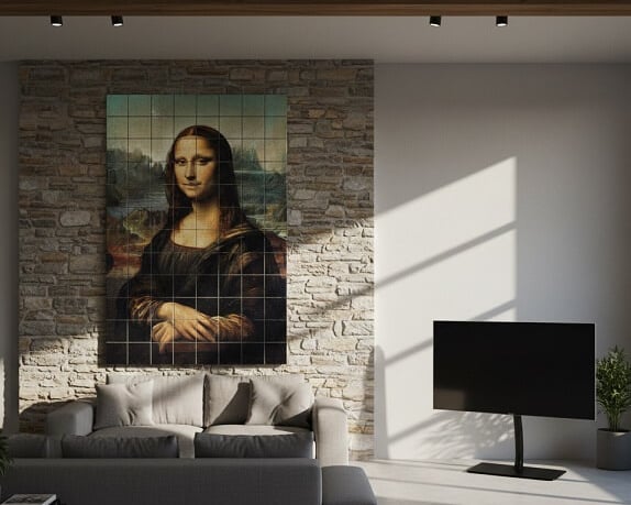 La Mona Lisa en un mural de azulejos personalizados