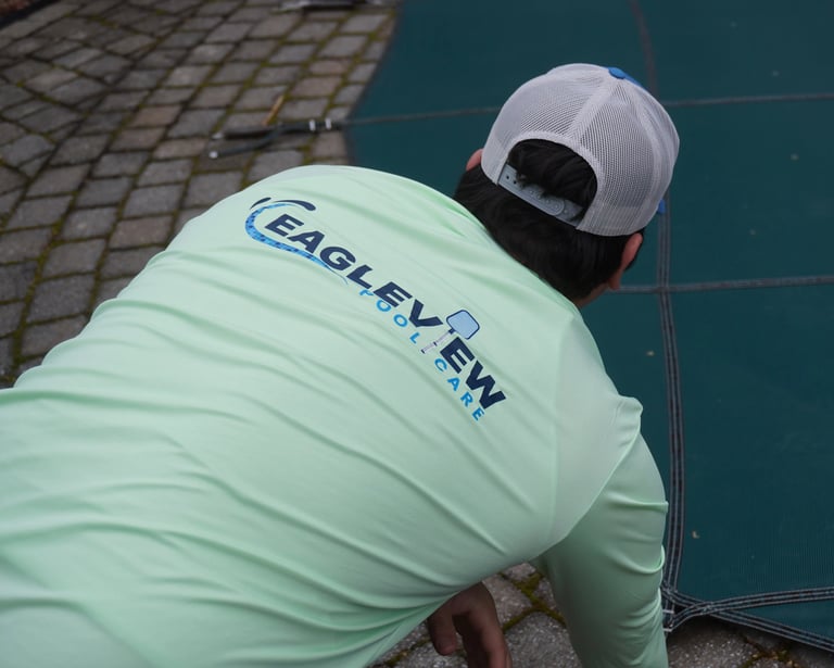 EagleView Pool Care technician performing expert pool maintenance in Connecticut