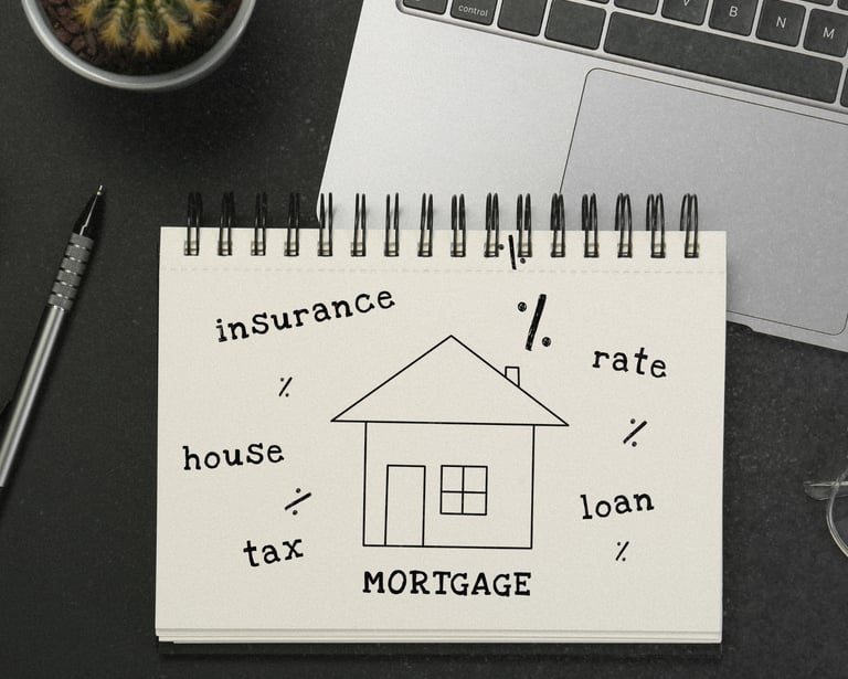 Notebook showing example of the breakdown of a mortgage payment