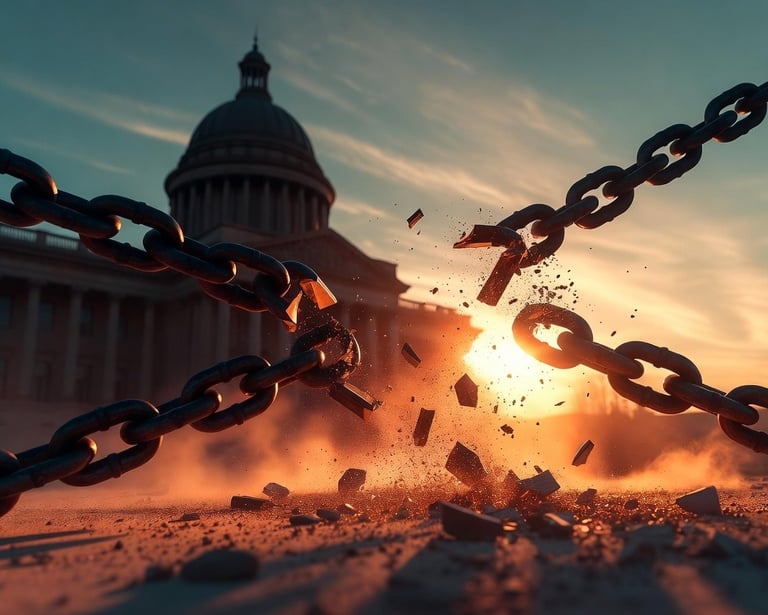 Broken chains symbolizing freedom from the child support legal system  13 Chains advocacy