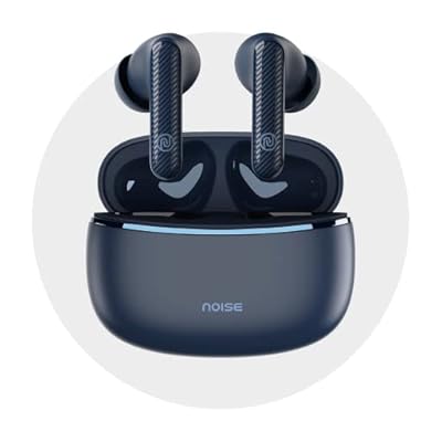 Noise wireless earbuds in dark blue with a matching charging case featuring an LED indicator light.