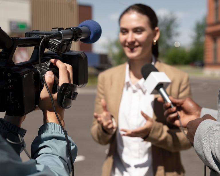Lady being interviewed for the news