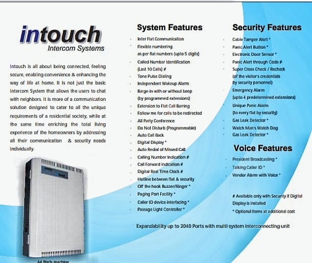 Intouch Intercom System.