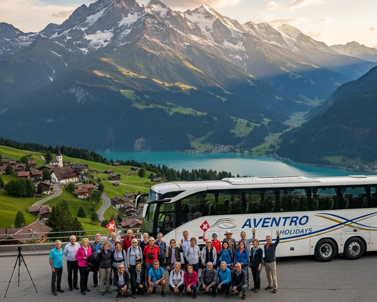 Aventro Holidays Big Tourists Bus Taking Tourists To Milan From Zurich Group Tour  
