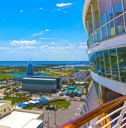 a cruise ship with a view of the ocean