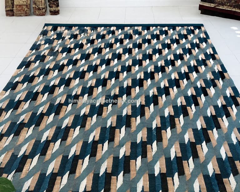 Custom bespoke handmade rugs crafted in Nepal – geometric design-Himalaya Carpet Industries