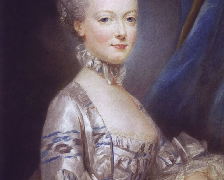 Pastel of Marie-Antoinette, central subject of this themed tour, painted by Joseph Ducreux in 1769