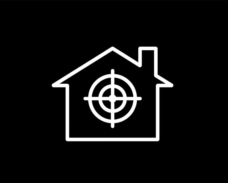 a property  with a target in the middle of the house