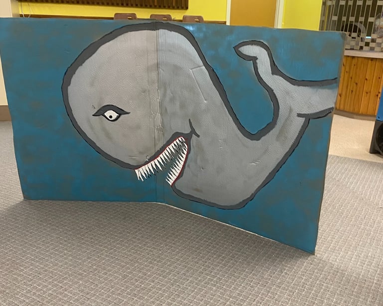 a drawing of a big fish to go with Jonah and the Whale Bible story