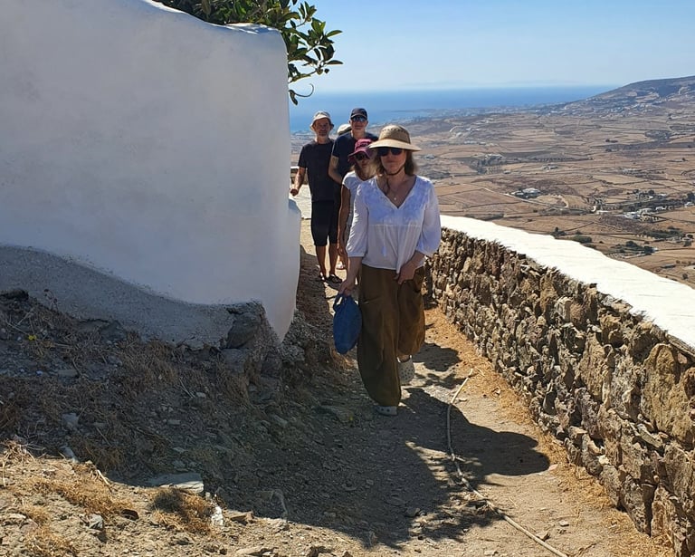 group participants walking by a Monastery