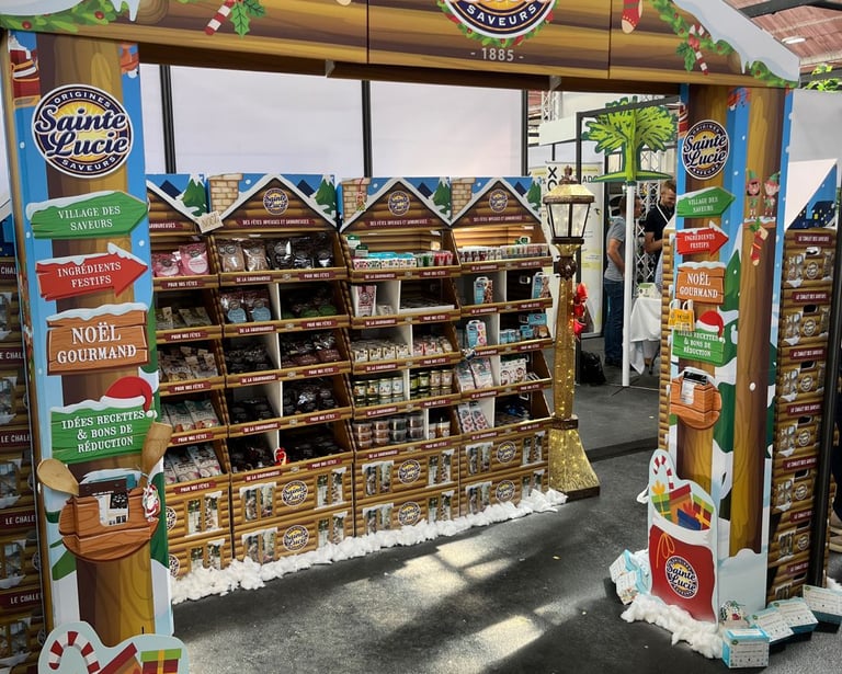 Stand sur le thème de Noël pour un salon professionnel