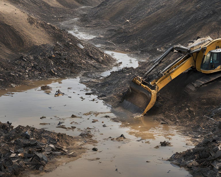 Industrial vehicle at a landfill leachate site.