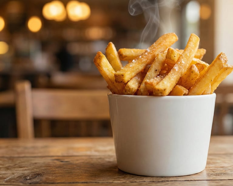 Enhance french fries with golden colour and slight steam