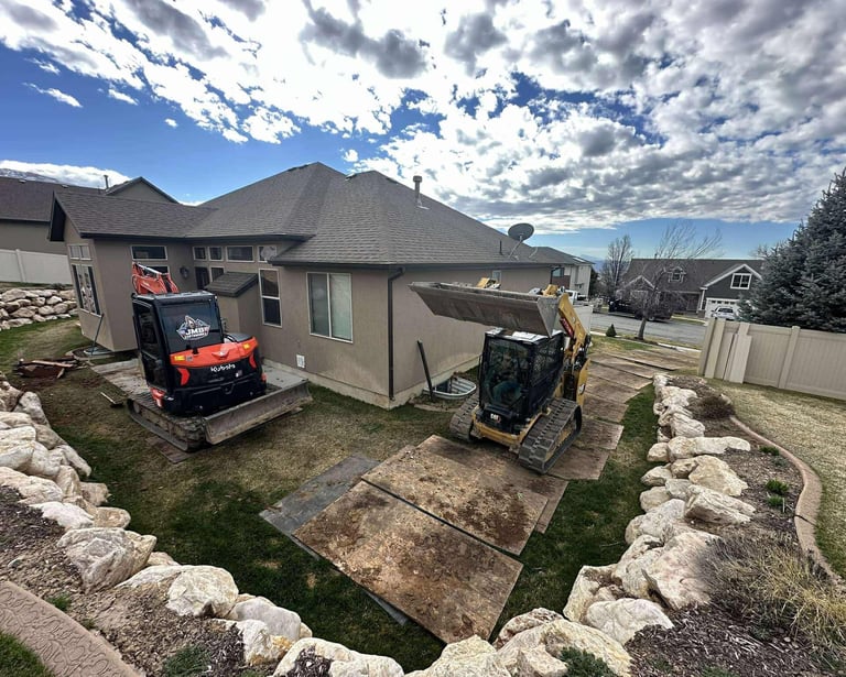 Residential boulder wall project in Ogden, UT