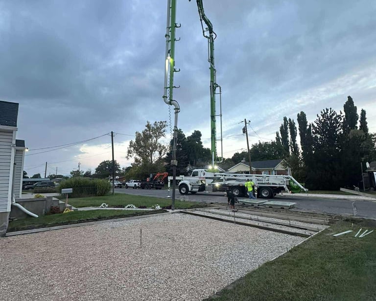 concrete installation at residential home in northern Utah