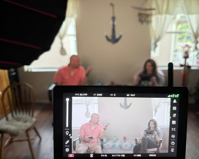 Behind-the-scenes filming during a Fear Fame Arts Foundation production workshop.