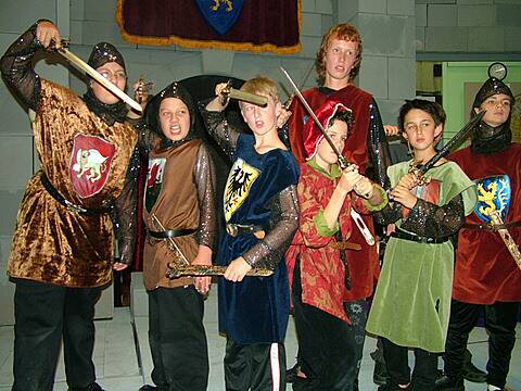 Students posing as Knights of Camelot