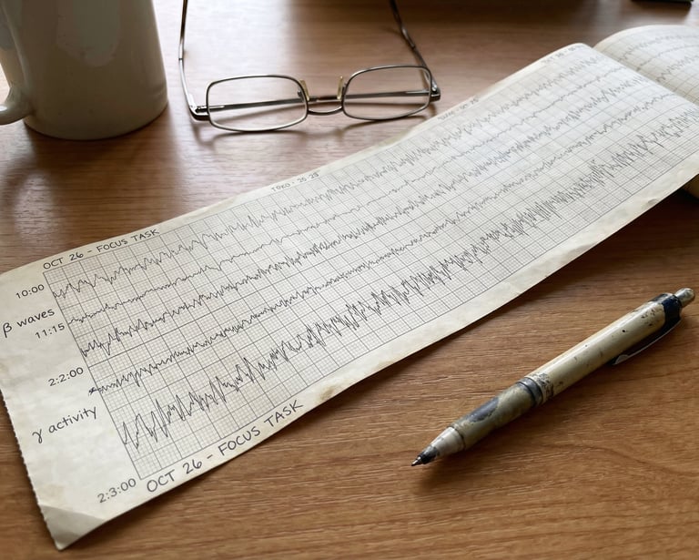 An EEG strip showing beta and gamma waves of the brain