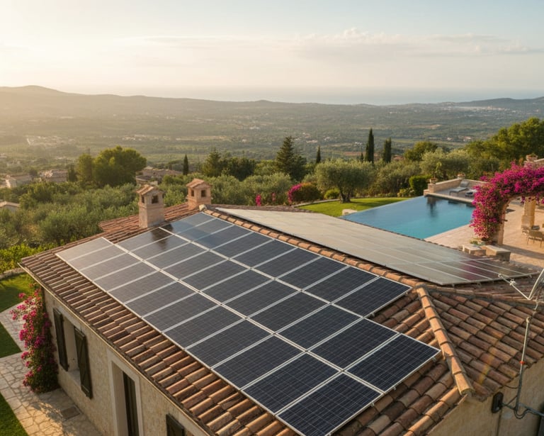 Müstakil ev ve villa için çatı GES sistemi.