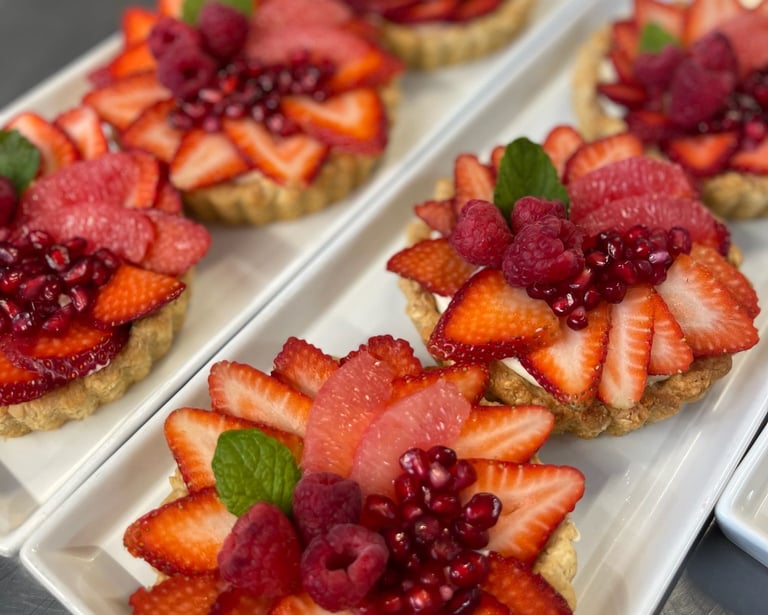 valentines treats strawberry tarts raspberry and pomegranate